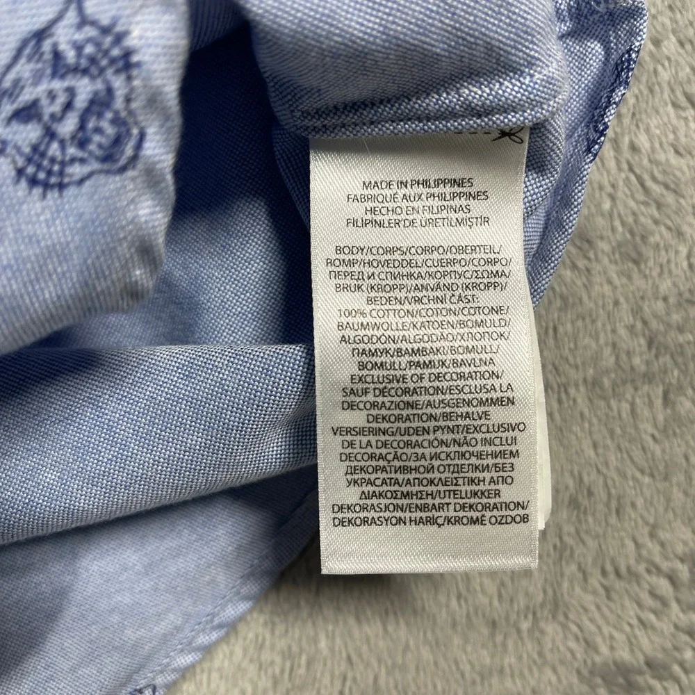Ralph Lauren Button Down Shirt Mens XL Blue Tiger Head Embroidered Oxford‎
